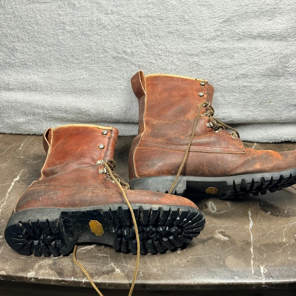 Vintage 70's Red Wing Irish Setter Boots Mens Brown Leather Vintage Vibram Sole